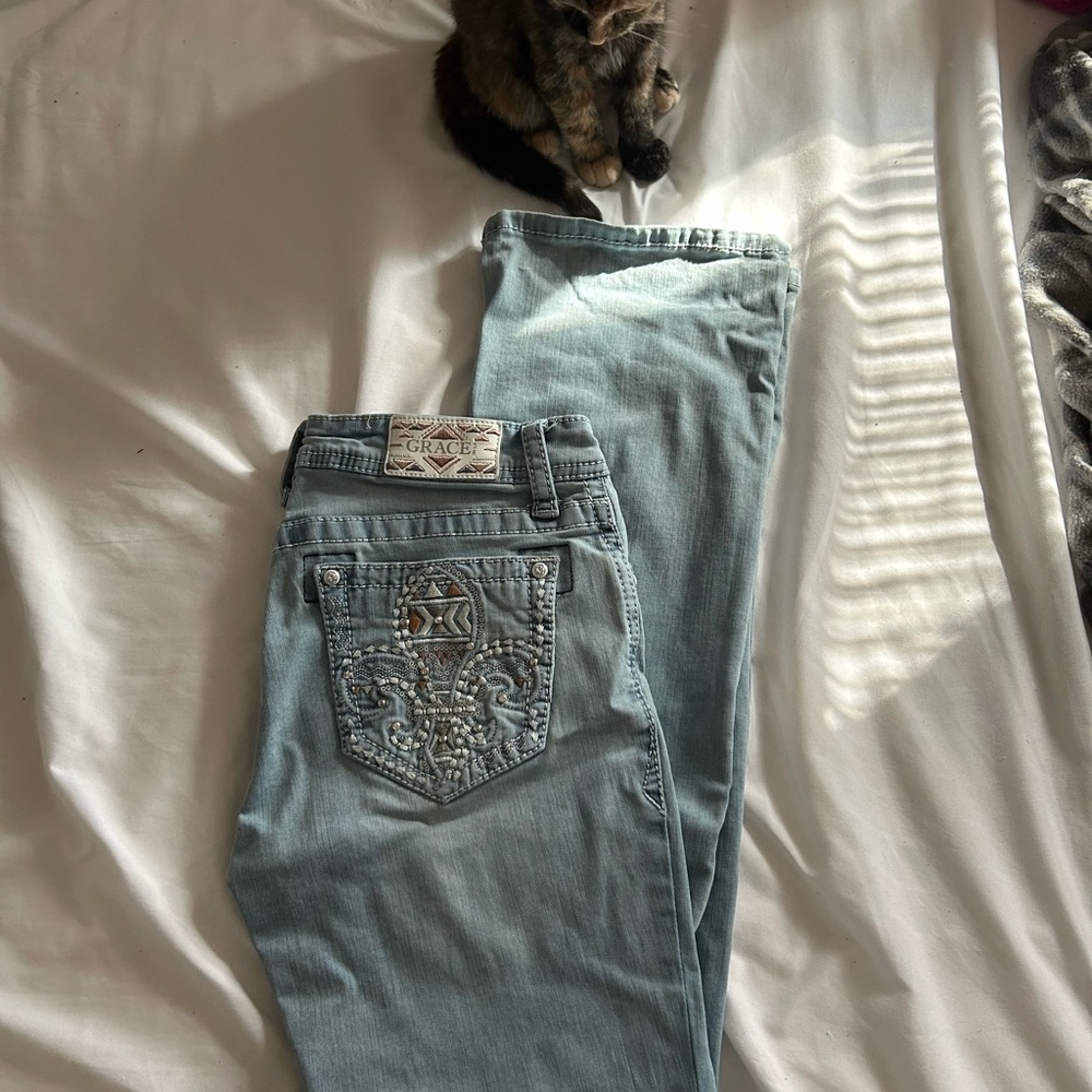 Grace Light Blue Embroidered Women's Jeans